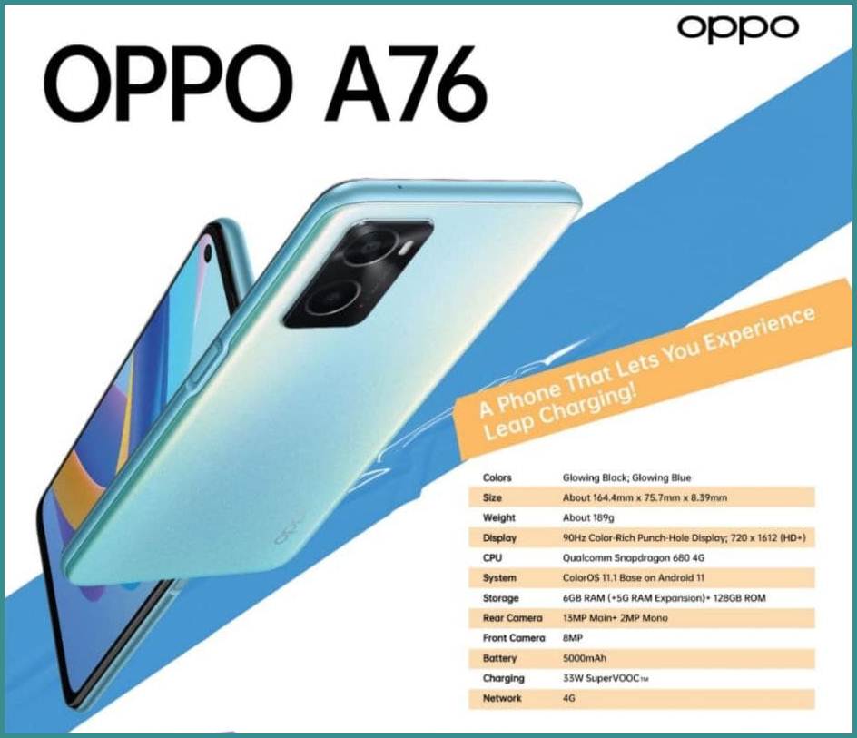 Oppo A76 Price in Pakistan, Features & Top 10 Faq's about A76 Oppo