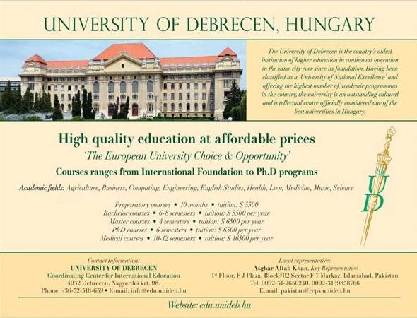 University of Debrecen Hungary Admission 2023