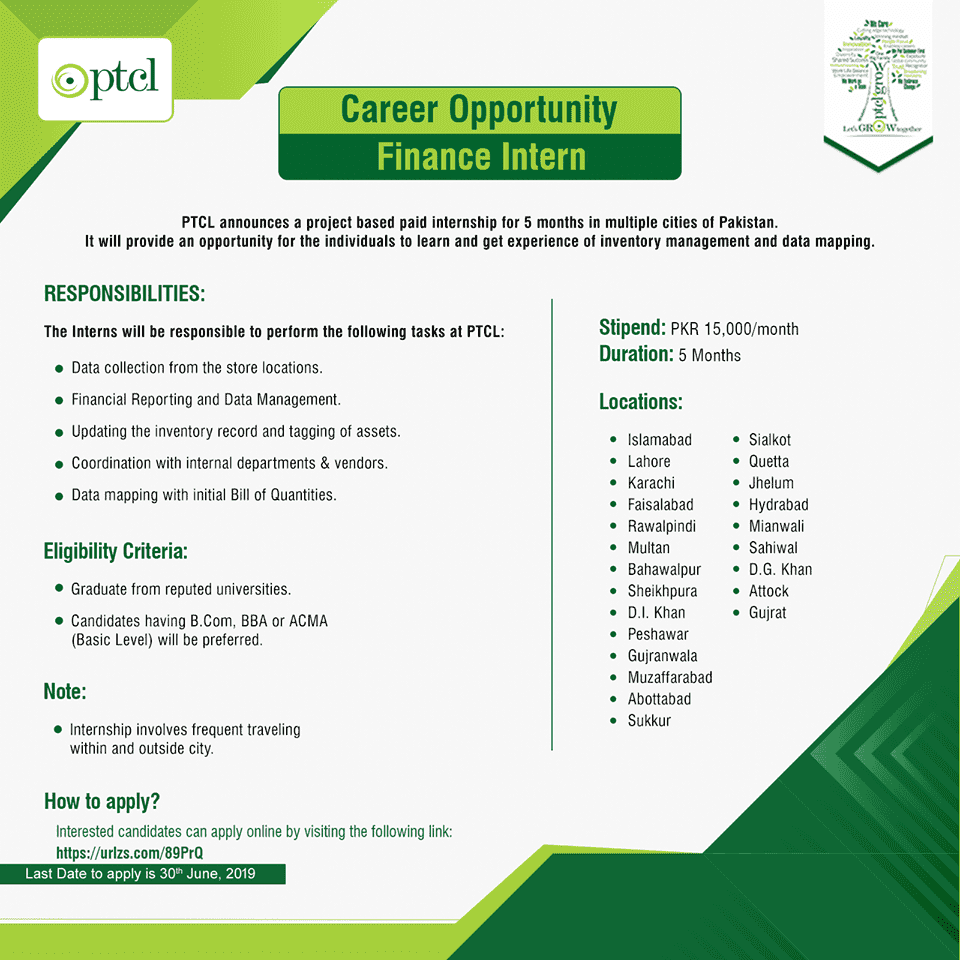 PTCL Internship Program 2019, Last Date, Apply Online 