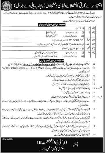 Punjab Highway Patrol Constables & Lady Constables Police Jobs 2021